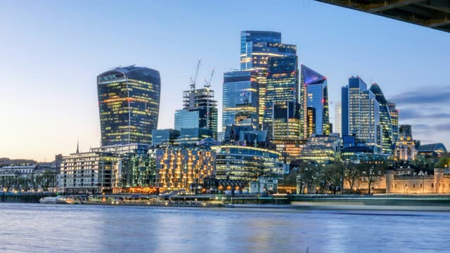 The City of London skyline at dusk
